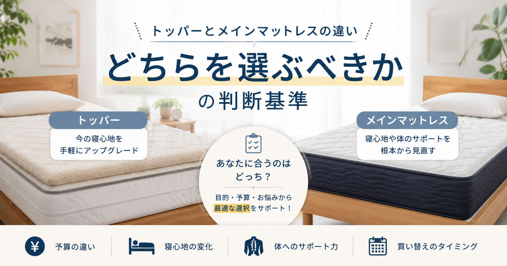 トッパーとメインマットレスの違いと選び方