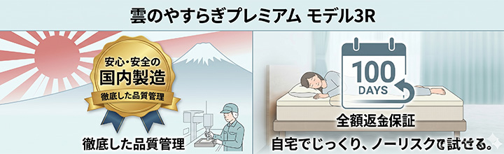 安心の日本製と100日間お試し保証